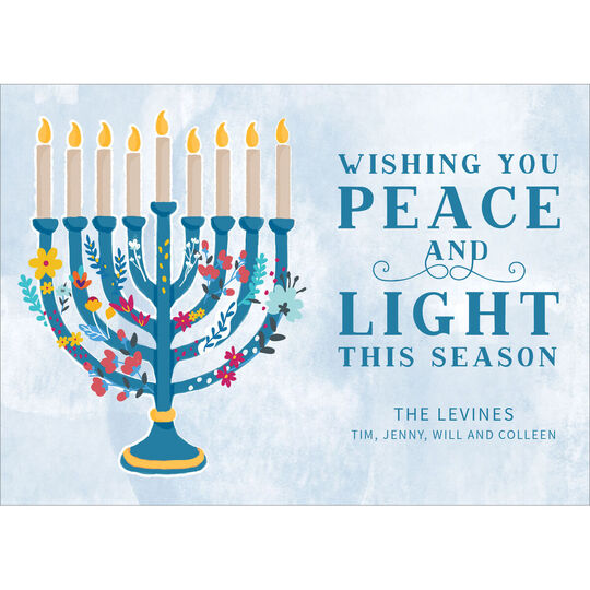 Peace and Light Flat Hanukkah Cards